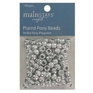  3 Packs of 150 Silver Plated Pony Beads