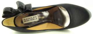 BADGLEY MISCHKA CALTON Black Satin EVENING Womens Designer Shoes Pumps 
