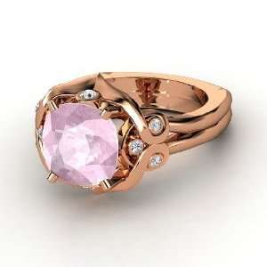  Carmen Ring, Cushion Rose Quartz 14K Rose Gold Ring with 