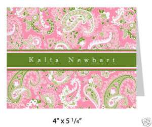 10 Personalized Note Cards Stationery Pink Paisley  