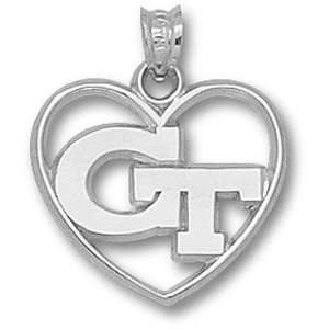  Georgia Tech New GT Heart Pendant (Silver) Sports 