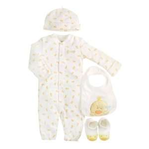 Carters 4 piece Cotton Knit Mommy Loves Me Duckie Layette Set (3 