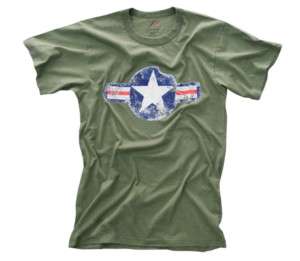 VINTAGE ARMY AIR CORP OLIVE DRAB TSHIRT STAR FLIGHT TEE  