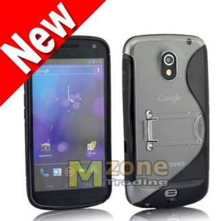 Black TPU Stand Hard Plastic Case Cover for Samsung Galaxy Nexus Prime 