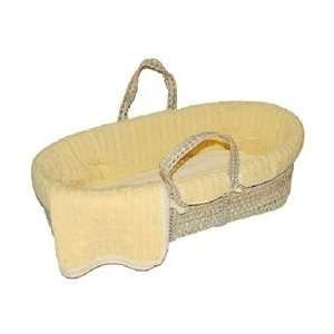  Tadpoles Classics Gingham Yellow   Cable Knit Moses Basket Baby
