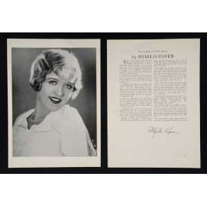  1930 Phyllis Haver Actor Movie Silent Film Star Print 