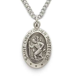 St. Christopher Sterling Silver Medal Necklace Patron  