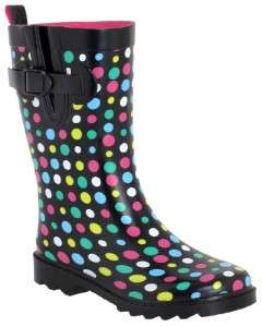 NIB Capelli New York Shiny Polka Dot Solid Rubber Rain/Snow Boots 