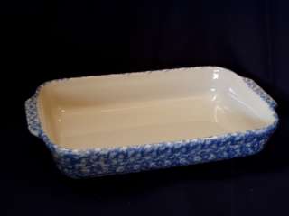 Henn Pottery BLUE SPONGEWARE Casserole dish 7x11 Baker  