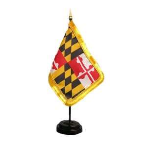  Maryland Flag 4X6 Inch Mounted E Gloss With Fringe Patio 