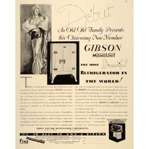   Ad Gibson Monounit Refrigerator Electric Wareham   Original Print Ad