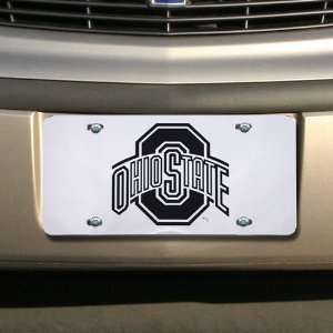  Ohio State Buckeyes Etched Silver Mirrored License Plate 