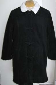 Denim & Co. Fleece Toggle Coat with Sherpa Lining and Trim BLACK 1X 