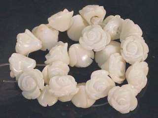 10mm White Coral Hand carved Rose Beads (22pc)  