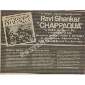  Ravi Shankar 1968 Chappaqua Newspaper Movie Ad