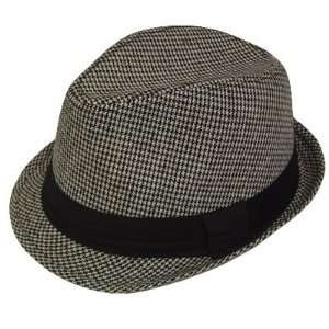  FEDORA TRILBY BLACK WHITE HOUNDSTOOTH HAT BAND LARGE XL 