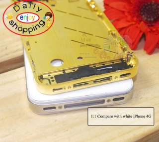 Bling Golden Middle plate Bezel Housing Cover Faulty Broken iPhone 4G 
