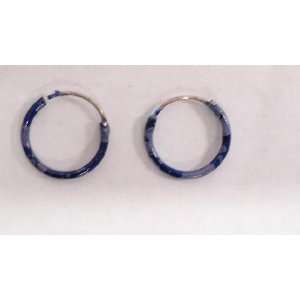  Blue Splattered Huggy Hoop Earrings 