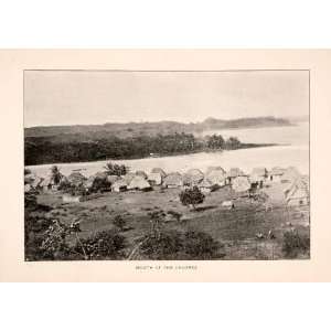 1893 Halftone Print Mouth Chagres River Panama Huts Camp Homes Village 