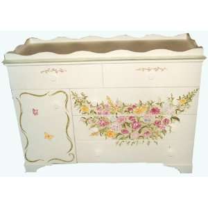   Floral Swag and Butterflies Dresser/Changing Table