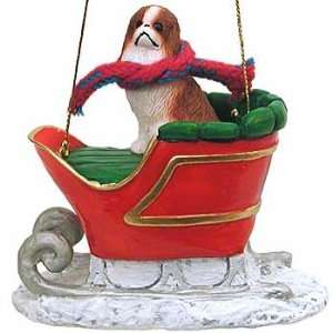  Red Japanese Chin in Sleigh Christmas Ornament