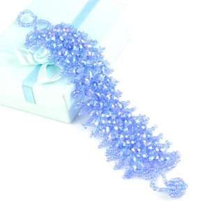  Blue Charm Beads Wide Band Bracelet, BR 1202G Arts 