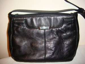 Kathie Lee Leather Messenger Sling Bag Purse Black  