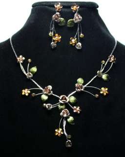 Noble Crystal Rose Necklace Earring Set ZL0064  