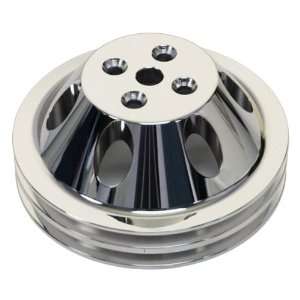 CHEVY SMALL BLOCK ALUMINUM CHROME WATER PUMP PULLEY   2 GROOVE (SHORT 