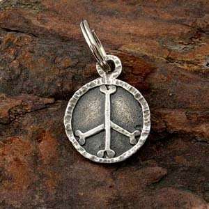  Dog Bone Peace Sign Sterling Silver Dog Tag