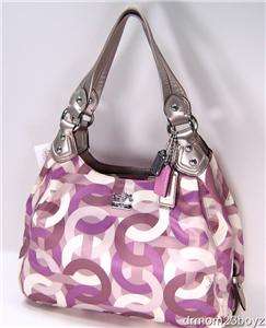 New NWT Coach Maggie Chainlink Purple Ivory Purse 14420  