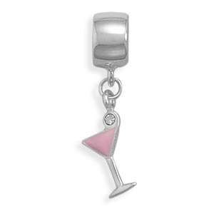   Story Bead Charm With Pink Enamel Cosmopolitan Drink Charm Jewelry