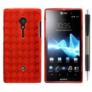  Red Checker Design Protector TPU Cover Case for Sony Xperia Ion 
