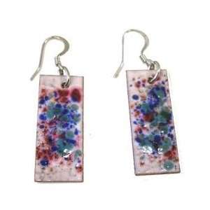  Chilean Handcrafted Rectangular Enamel on Copper Earrings 