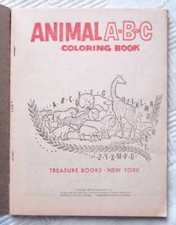 1955 Childrens Coloring Book ANIMAL A B C  