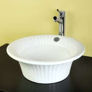   Polished Chrome Fauceture Laurel Round Vitreous China Vessel Sink and