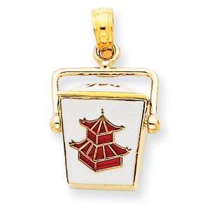  14k Enameled 3 D Chinese Take Out Box Pendant West Coast 