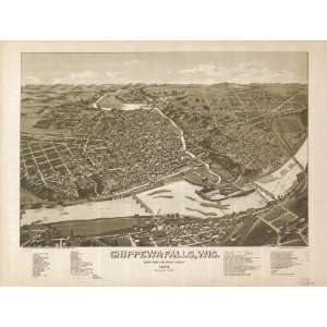 Historic Panoramic Map Chippewa Falls, Wis., county seat of Chippewa 