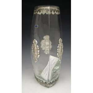  Elegante Crystal and Sterling Silver Vase