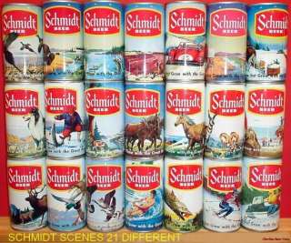 SCHMIDT BEER SCENES SET OF 21 DIFFERENT C/S CANS  ALL 21 ARE BOTTOM 