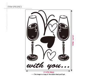 WINE GLASSES Home Bar & Cafe Decor Vinyl Decal Stickers  