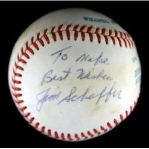  Jimmie Schaffer Autographed Baseball   MacPHAIL AL ~PSA 