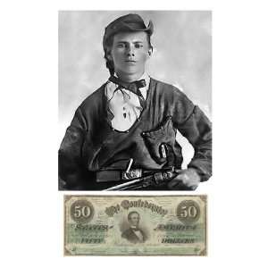 Jesse James w/ Confederate Dollar 8 1/2 X 11 Novelty Photograph