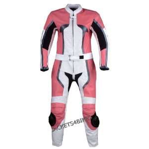    WOMENS 2PC MOTORCYCLE LEATHER RACING SUIT ARMOR PINK S Automotive