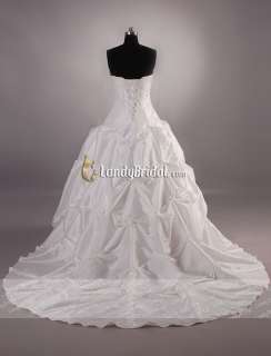 Charming Strapless Stock Beach Taffeta Wedding Dress Bridal Gown 