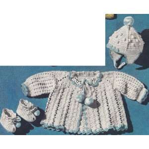  Vintage Crochet PATTERN to make   Baby Sacque Hat Booties 