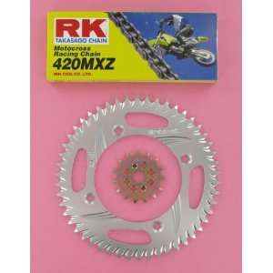  RK Chain and Sprocket Kit with Gold Chain , Color Gold 