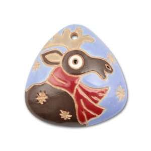    Stoneware Christmas Rectangle Pendant   Moose