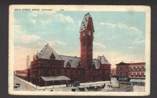 1925 Polk Street Depot Chicago Illinois Postcard Used  