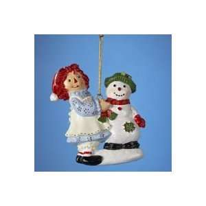  Raggedy Ann and Snowman Ornament